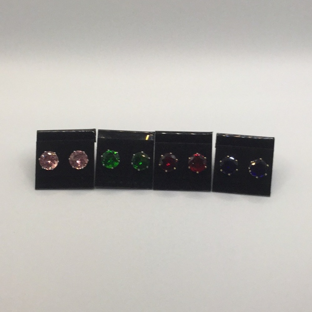 Simply Colorful Round Rhinestone Stud Earrings - Picture 5 of 7